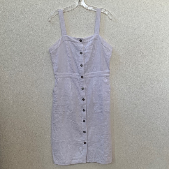 NWT Skies Are Blue SNAP White Linen Button Up Dress. Size S/M - Picture 4 of 11